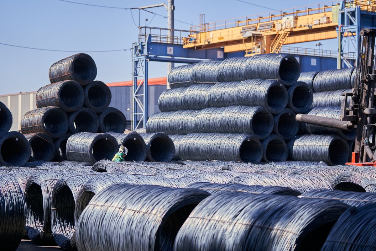 Steel coils at industrial yard
